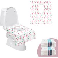 Lot de 10 protège-sièges de toilettes jetables, alèses en papier pour siège de toilette, adaptés aux bébés, aux femmes enceintes et aux toilettes publiques. Emballage individuel.