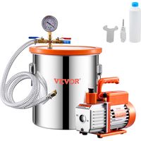 VEVOR 18,93 L Cámara de Vacío y Kit de Bomba 3,5 CFM Kit de Cámara de Desgasificación con Bomba de Vacío de Una Etapa con Tapa de Acrílico, Aceite, Manguera para Desgasificar Resinas, Siliconas