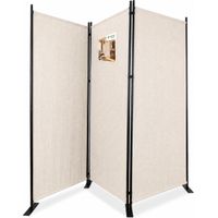 VOUNOT® Paravent Raumteiler 3 Teilig Freistehend Stoff Trennwand 262 x 30 x 173 cm Beige