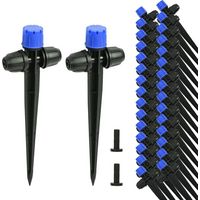 HOINCO 28 Pz Drip Irrigazione Emittenti, Regolabile Grado di Flusso Acqua Gocciolatori Spruzzatore per 1/4" Drip Irrigazione Tubatura, per Giardino Sistema di Irrigazione. (Bleu)