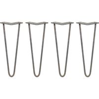 4 x 14" Hairpin Legs - 2 Prong - 10mm - Raw Steel