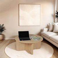 Le Quai Des Affaires – Table basse ronde DALI 80 cm – Décor chêne blanchi – Hauteur 37 cm – Épaisseur plateau 1,6 cm – Piétements arrondis