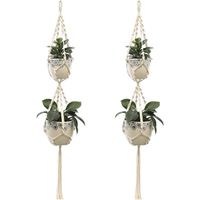 Maceta colgante para plantas, individual, con gancho, hecha a mano, colgador de plantas, maceta colgante, accesorio, cuerda de algodón, cesta colgante de flores, balcón, 2 unidades