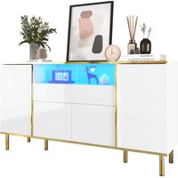 Sideboard, hochglänzende weiße Kommode mit 1 Schublade, Kommode, Schlafzimmerkommode, hochglänzendes weißes Sideboard – B150/T40/H80cm