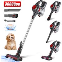 Bodenstaubsauger – 40000 Pa, 400 W, 5-in-1 mit HEPA-Filtersystem – 55 Min. Laufzeit – Abnehmbare Batterie – Rot