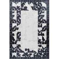 Tapis salon et chambre 140x200 noir et crème rectangle tissé motif fresque NOATAK