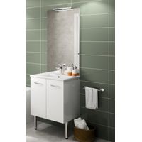 Neova – Meuble suspendu sous vasque 60cm avec 2 portes blanc – Panneau mélaminé – Fermeture douce – Pieds ajustables – A2310976