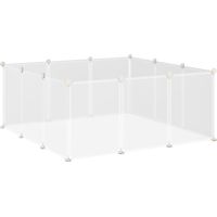 Jaula Modular para Mascotas Recinto Interior Plástico Transparente 12 Paneles 24 Conectores para Cobayas 105x105x45 cm