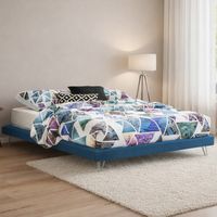 Talamo Italia Cama matrimonial Isabella, Cama fija en tela con pies, 100% Made in Italy, adecuado para colchón 160x190 cm, Azul, con embalaje reforzado