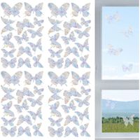 Lot de 56 Suncatcher Sticker, Autocollants Anti-collision Fenêtres Papillons Réutilisable Arc-en-Ciel Fenêtre Autocollant Rainbow Prism Autocollant en Verre pour Portes et fenêtres (56)