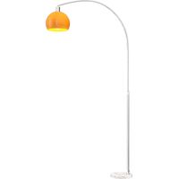 Homcom – Lampadaire arc en métal avec abat-jour orange – Hauteur 180 cm – Base en marbre pour stabilité – Interrupteur au pied