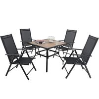 PHIVILLA 4+1 Terrassenmöbel Sitzgruppe Gartenstühle Tisch Klappstühle mit Aluminium 6X verstellbar mit 7, Balkonmöbel Gartenmöbel Sets