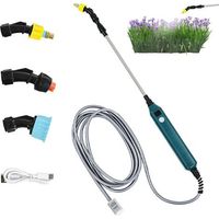Pulverisateur Lance Telescopique, Pulverisateur Electrique avec Affichage de la Puissance, Lance Telescopique Pulverisateur Toiture avec 3 Buses et 3m de Tuyau, USB Rechargeable,Portable