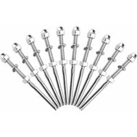 Accesorio de cable de acero inoxidable para aparejos, tuerca ciega, barra recta, accesorios de cable para barandillas - 1/8", 10 piezas