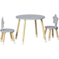 Mesa y 2 sillas madera niños Ø59x50 cm sillas Ø28x51 cm gris