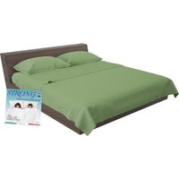 COMPLETO lenzuolo STRONG LENZUOLA tinta unita VERDE PRATERIA puro COTONE Made in Italy Due Piazze