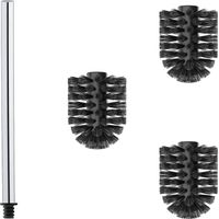 3 Têtes Brosse WC, Poignée Acier Inoxydable 27 cm, Diamètre 7 cm, Système Interchangeable, Salle De Bain