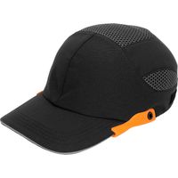 Ortviai Casque de protection léger type casquette de baseball 030 noir à bord orange, respirant et réglable