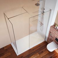 ELEGANT 6mm Frameless Safety Tempered Glass 760mm Main Shower Door 900mm Side Panel Screen Wet Room Open Entry Shower Enclosure