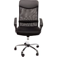 Silla de oficina giratoria de ordenador asiento de malla cuero artificial negro