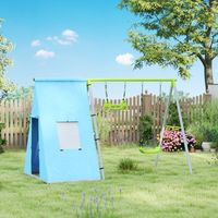 AIYAPLAY Set 3 in 1 Altalena, Tenda da gioco, Altalena, Anelli da ginnastica, Metallo, Plastica, Verde