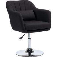 Chaise pivotante bureau hauteur ajustable lin polyester métal noir 60x60x79-91 cm