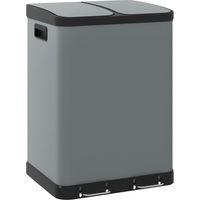 AS EASY Poubelle 2x30L, poubelle à pédale, poubelle cosmétique avec couvercle et pédale, poubelle en métal avec bac intérieur pour salon et bureau, 48,8x39,5x67cm