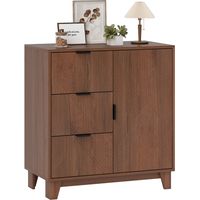 Buffet salon rangement placard porte 3 tiroirs étagère réglable 75 x 39 x 80 cm bois marron