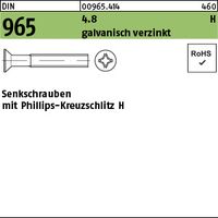 Senkschraube DIN 965 Kreuzschlitz-PH M 6 x 12 -H4.8 galvanisch verzinkt 200 Stück