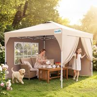 Quictent Tonnelle pop-up 3x3m avec verrou central et 3 parois, beige
