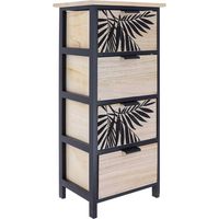 Paulownia mdf chopo mueble 4 cajones decoracion plantas aloha tiradores metalicos - negro natural - Tendance