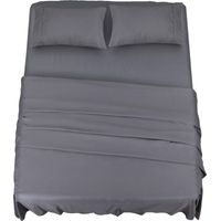 YMYNY Polyester Microfiber Bed Sheet Set (4-Piece, Grey) - 1 Fitted Sheet 150 x 200 cm, 1 Flat Sheet 228 x 259 cm and 2 Pillowcases 50 x 75 cm