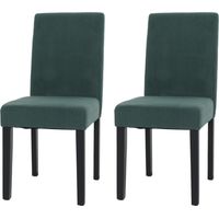 Lote de 2 sillas de comedor Littau, silla de cocina respaldo alto, tela/textil cuerda madera, verde, patas oscuras