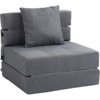 Poltrona Letto Singolo da Terra Pieghevole con Cuscino Incluso, 70x70x61 cm, Grigio