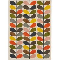 Tapis salon et chambre en laine 160x230 crème et orange fait à la main