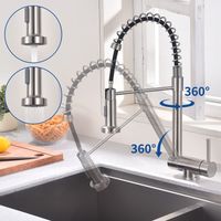 Mitigeur de Cuisine Rabattable Robinet Cuisine Pliable avec 2 Jets aux Choix Mitigeur d'évier à Ressort en Acier Bec 360° Rotatif Brossé