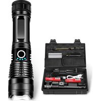 Freosen – Lampe torche LED rechargeable 10000 lumens – IP67 étanche – 5 modes d'éclairage – Zoomable pour camping et situations d'urgence