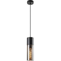 Rabalux 72051 Hängeleuchte RONNO Metall schwarz Glas getönt E27 1 X max.25W B:29.5cm H:120cm Ø9cm dimmbar