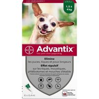 ADVANTIX 6 pipettes antiparasitaires - Pour tres petit chien de 1,5 a 4kg
