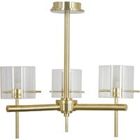 Forum Spa Gene Satin Brass/Clear 370mm 3 Lamp Cylinder Ceiling Light - SPA-31726-SBRS