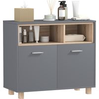 Meuble de salle de bain autoportant, unité de rangement pour salle de bain, meuble de rangement pour salle de bain avec compartiments ouverts et double porte