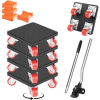 Jeu de rouleaux de manutention de meubles (4 pièces), système coulissant de meubles avec lève-meubles, rotation à 360°, 4 patins de 20 mm, manutention de roues de transport de meubles auxiliaires