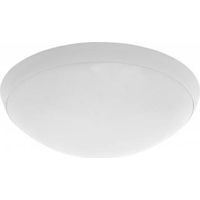 Lampada da soffitto antivandalo Camea, E27 75W, IP44, diffusore in policarbonato opaco OPAL, anello bianco