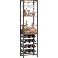 Mueble de Bar para Vinos con Soporte de Copas y Cajón Botellero para 12 Botellas con Estante Abierto Marrón Rústico