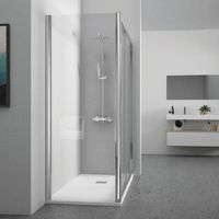 Mampara de ducha frontal + Puerta Corredera 110 cm KENNEDY Cristal serigrafiado Lateral fijo: 75 cm