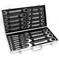 Wiltec – Set de clés à cliquet 22 pièces 6-32 mm – Clés forgées en acier nickelé – Coffret verrouillable avec rangement pratique – 72 dents pour cliquet