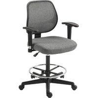 Sedia da ufficio alta e regolabile con braccioli, dimensioni 60L x 57P x 97 - 119H cm su ruote, grigia
