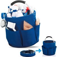 Faltbare Aufbewahrungstasche (28 x 28 cm), Werkzeugtasche, Gartentasche, zylindrischer Korb mit 6 Seitentaschen, tragbarer Aufbewahrungseimer für Reise- und Reinigungsprodukte