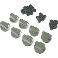 Universal Cooker Oven Grill Control Knobs And Adaptors Silver Fits All Gas Electric x 8
