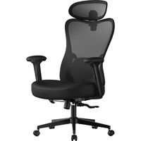 Chaise de Bureau Ergonomique, Fauteuil de Bureau, Appui-Tête et Soutien Lombaire Réglables, Supporte Jusqu’à 150 kg, Hauteur Réglable, Noir d'Encre